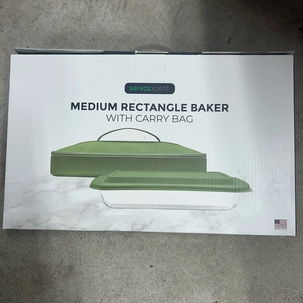 Servappetit Rectangle Baker Glass Baking Dish W/ Insulated Carry Bag 12”x7.5”
